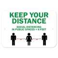 Signmission Public Safety Sign-Keep Your Distance Social Distance In Public Places, 12" H, A-1218-25454 A-1218-25454